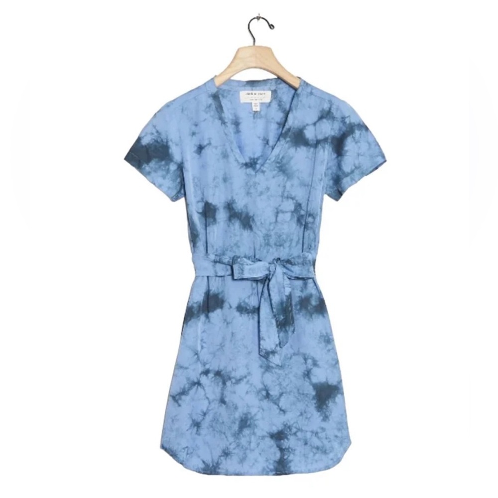 Anthropologie Cloth & Stone Liv Tie front Shirt Dress Size S Blue EUC